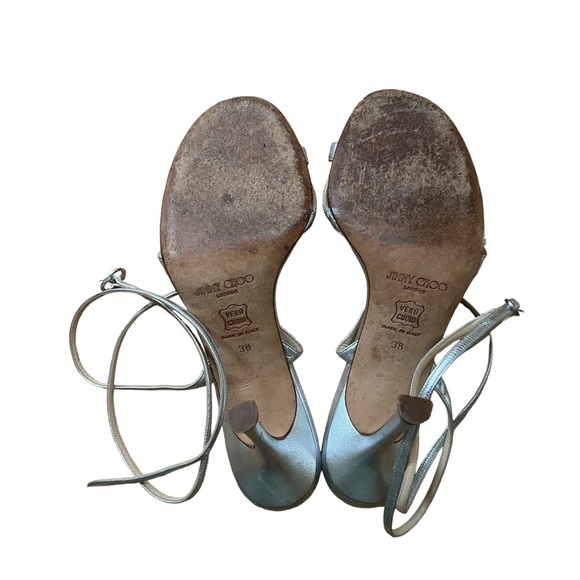 Jimmy Choo’s Strappy Stiletto. Vintage Early 2000’s. Silver size 7. 🤍❤️‍🔥 - Picture 14 of 14